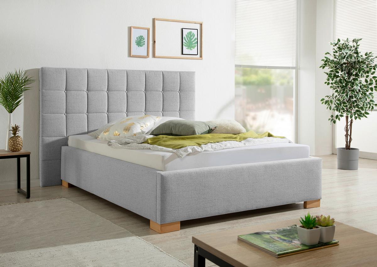 Polsterbett Cueno Grau ca. 140x200 cm - Naturfarben/Grau, MODERN, Holz/Textil (140/200cm) - Livetastic