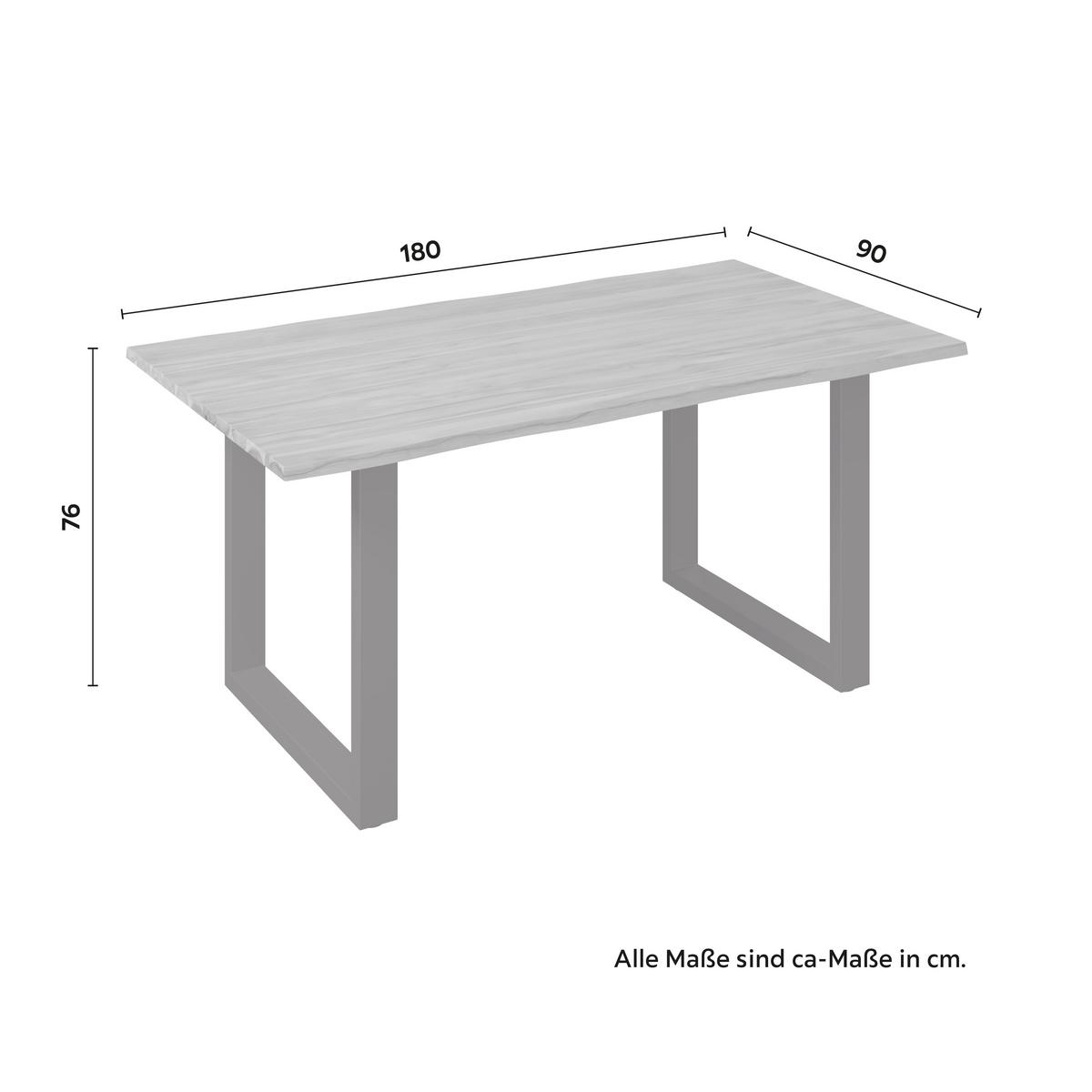Esstisch Archie in Holz Akazie massiv ca. 180x90 cm - Schwarz/Akaziefarben, MODERN, Holz/Metall (180/90/76cm) - Bessagi Home