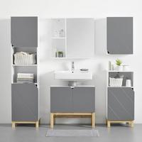 Hängeschrank Rocco Grau ca. 42,6x60x20 cm - Weiß/Grau, MODERN, Holz (42,6/60/20cm) - Bessagi Home