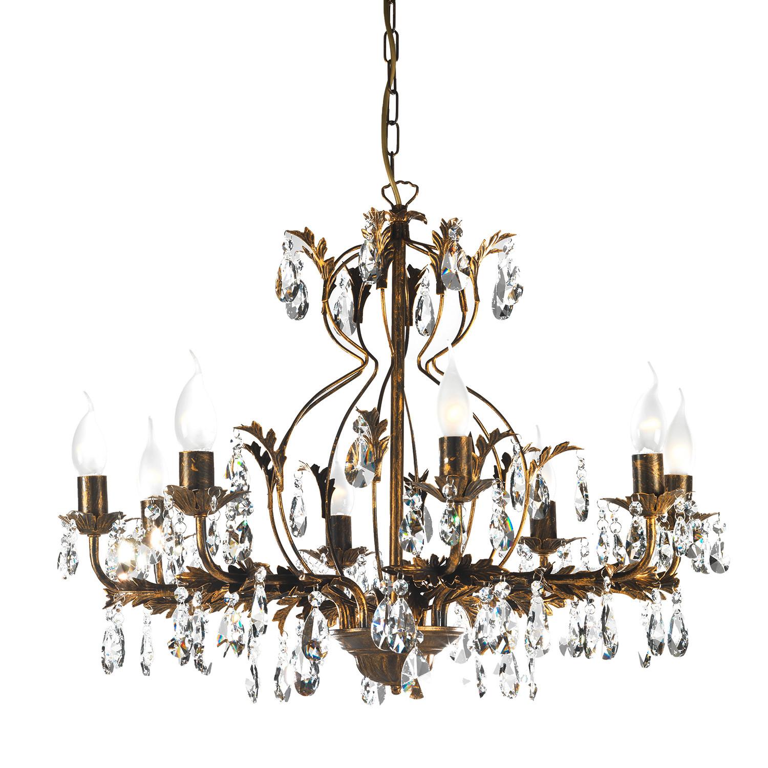 Kristall-Hängeleuchte Teresa Bronzefarben max. 6 Watt - Bronzefarben, KONVENTIONELL, Glas/Metall (70/105cm)