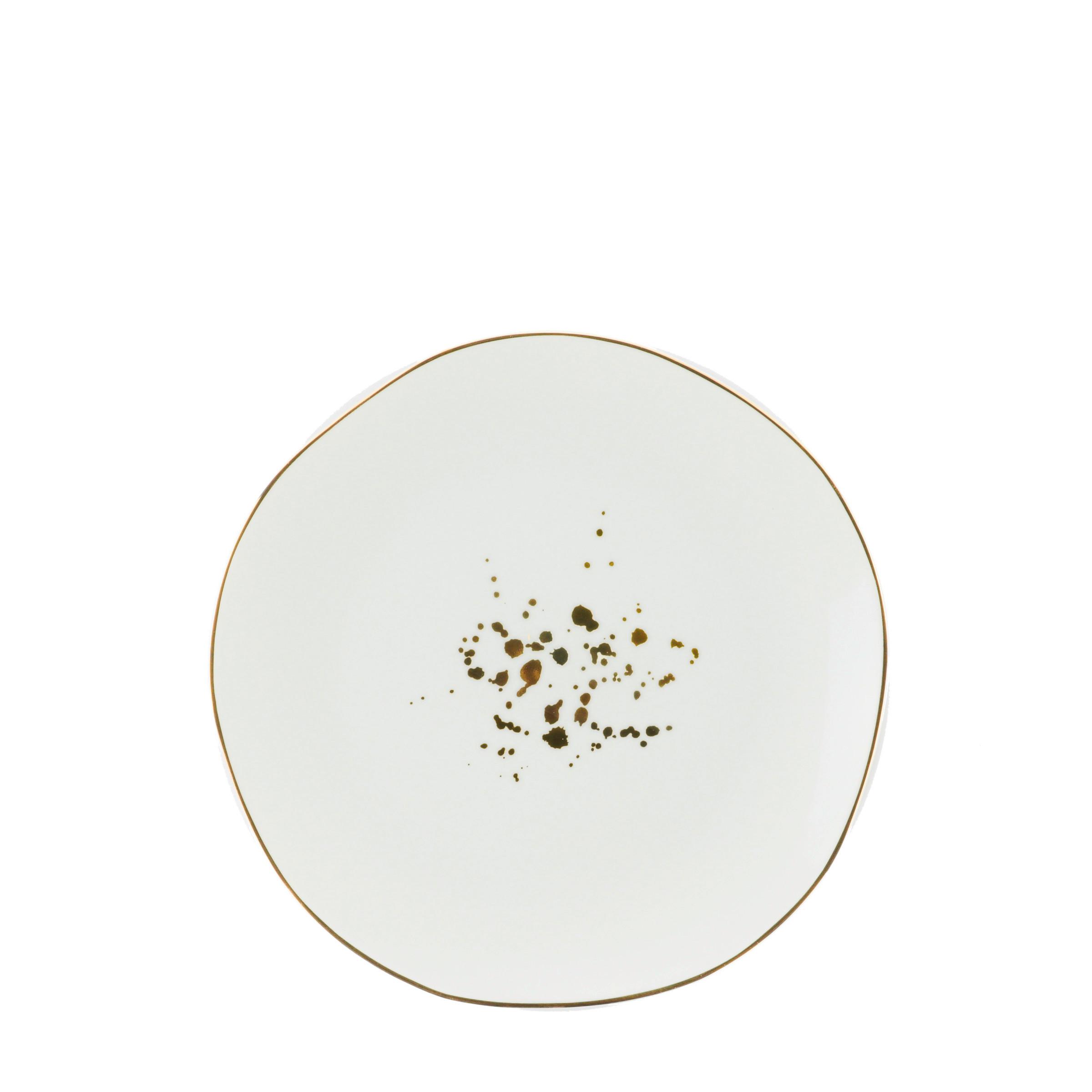 Desertni Krožnik Onix - zlate barve/bela, Moderno, keramika (20,5cm) - Premium Living