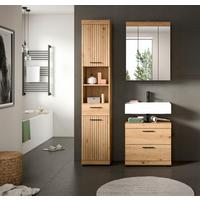Badezimmer Scout Eiche Artisan 3-teilig - Schwarz/Eiche Artisan, Trend, Glas/Holzwerkstoff (97cm) - MID.YOU