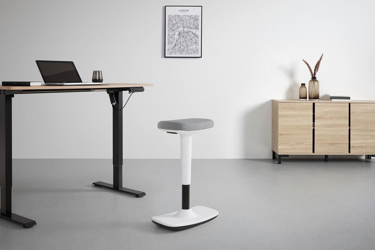 Bürohocker Leon Grau - Hellgrau/Schwarz, KONVENTIONELL, Kunststoff/Textil (44/53-78/24cm) - Mömax