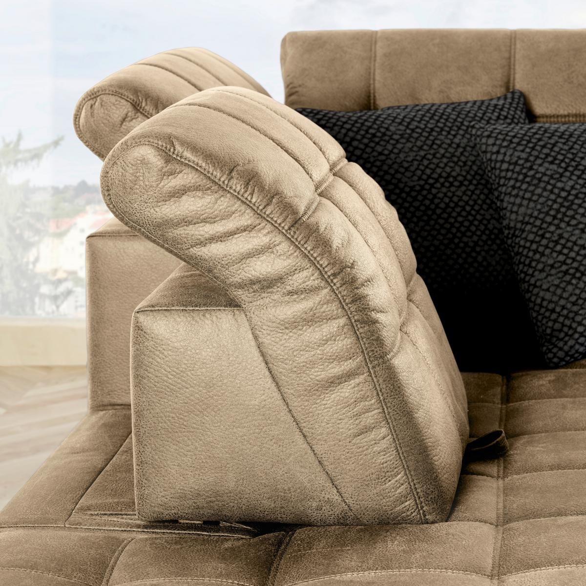 Ecksofa Panama links Beige - Beige/Schwarz, KONVENTIONELL, Textil/Metall (216/89-102/304cm) - Premium Living