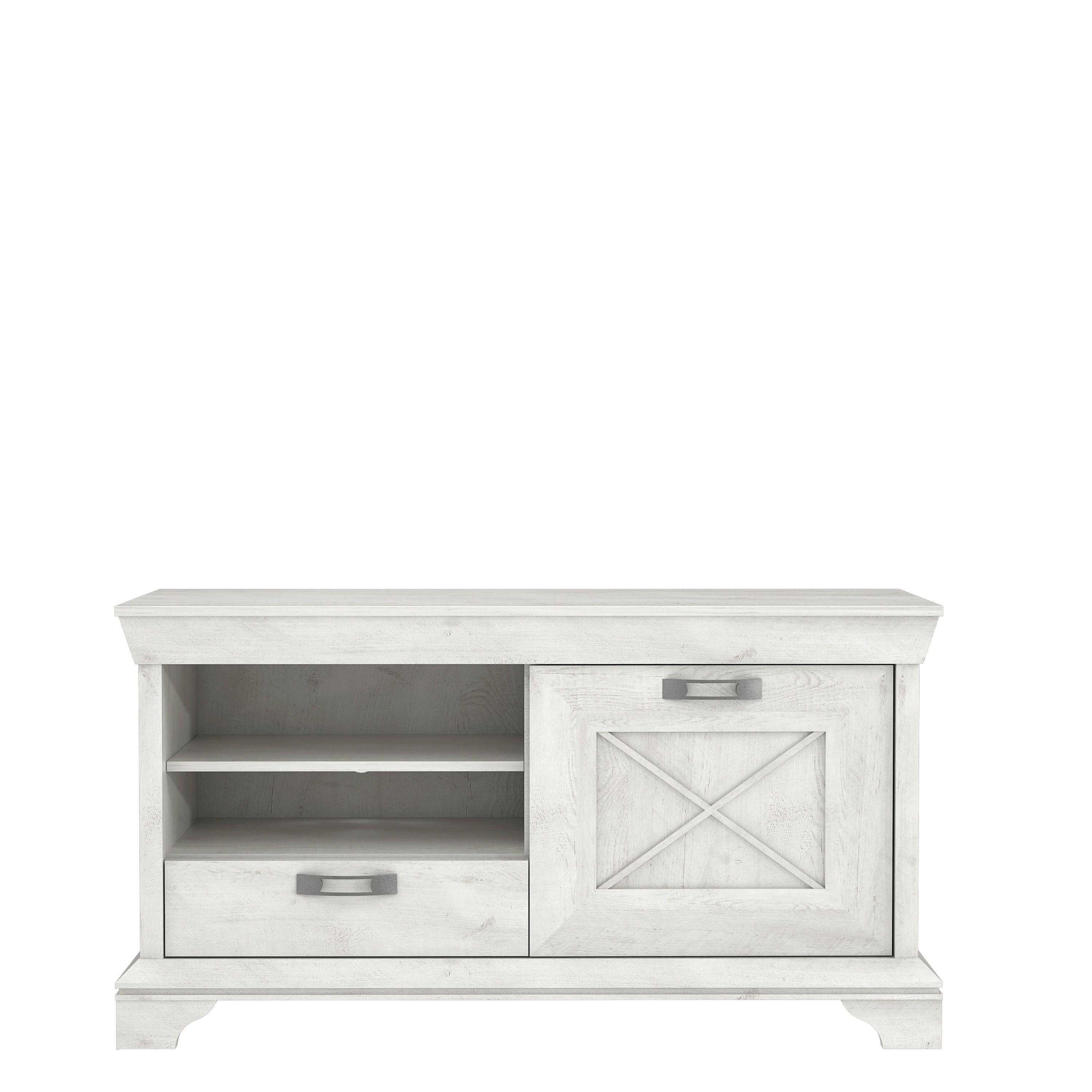 Tv Komoda Kashmir - bijela/srebrne boje, Konvencionalno, drvni materijal/metal (122,7/66,6/48,2cm) - Premium Living