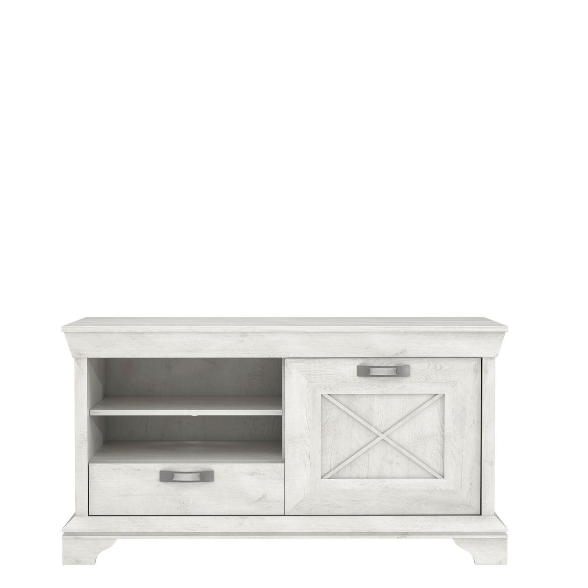 Tv Komoda Kashmir - bijela/srebrne boje, Konvencionalno, drvni materijal/metal (122,7/66,6/48,2cm) - Premium Living
