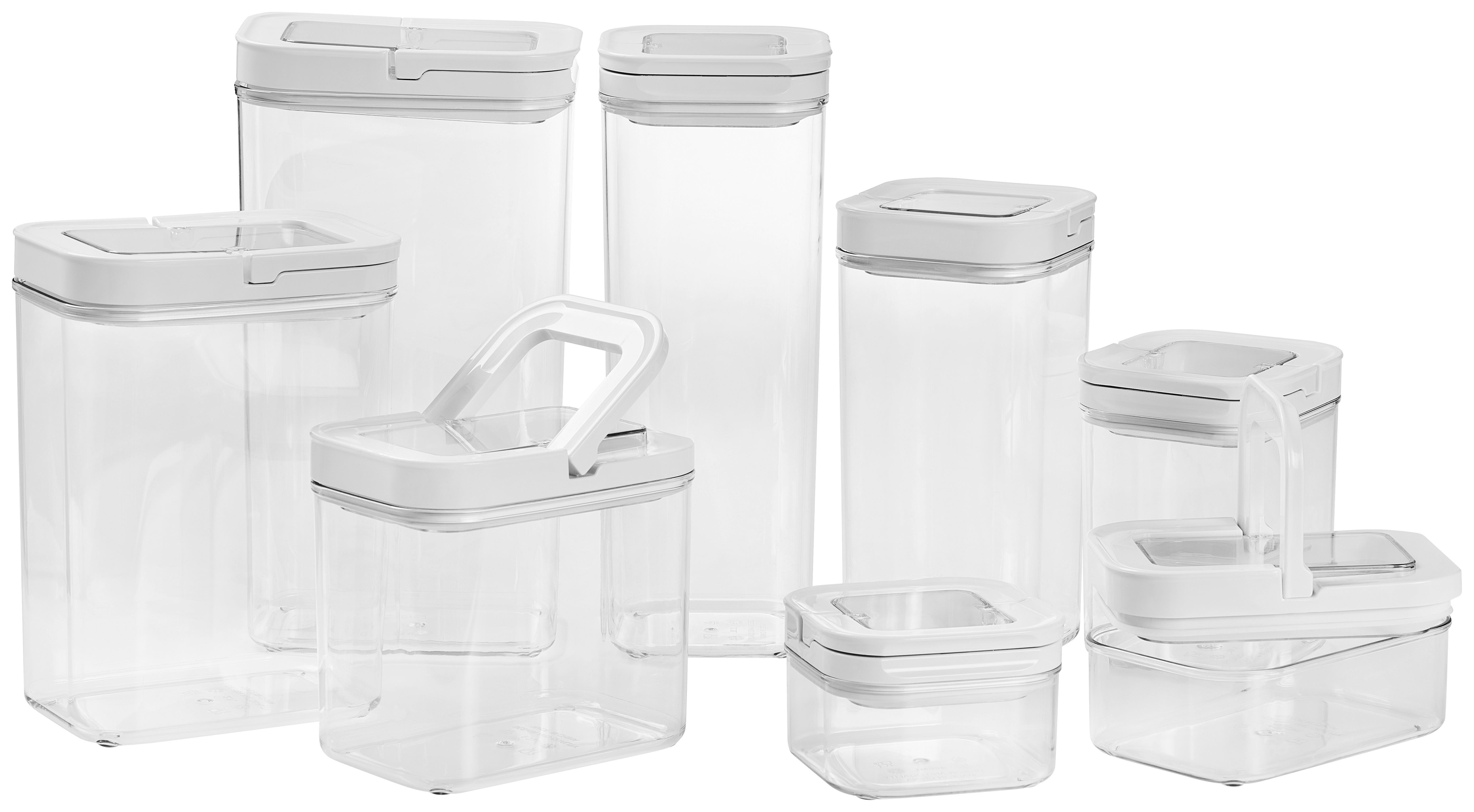 ZESTAW POJEMNIKÓW KUCHENNYCH SL080522A+SL080523A - biały/przejrzysty, Basics, tworzywo sztuczne - Homeware Profession.