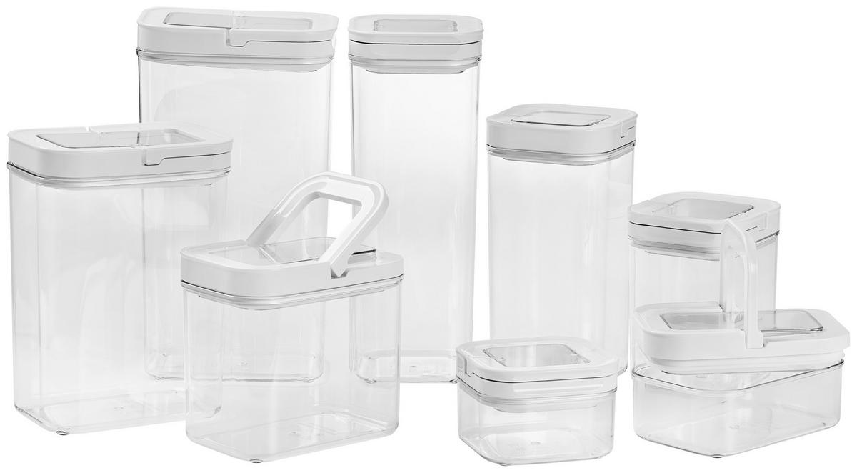 ZESTAW POJEMNIKÓW KUCHENNYCH SL080522A+SL080523A - biały/przejrzysty, Basics, tworzywo sztuczne - Homeware Profession.