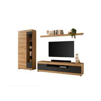 WOHNWAND SOLETO - Eichefarben/Graphitfarben, Design, Glas/Holzwerkstoff (300/201/45cm) - MID.YOU