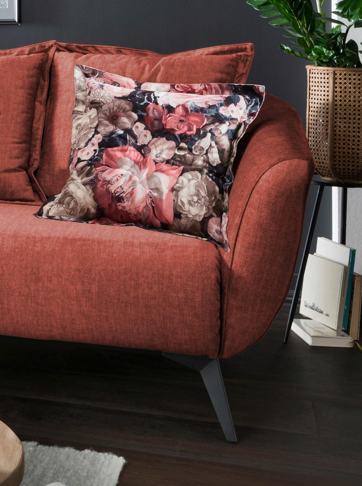 Wohnlandschaft Baggio Koralle Velours - Koralle/Multicolor, MODERN, Holz/Textil (162/277cm) - Livetastic
