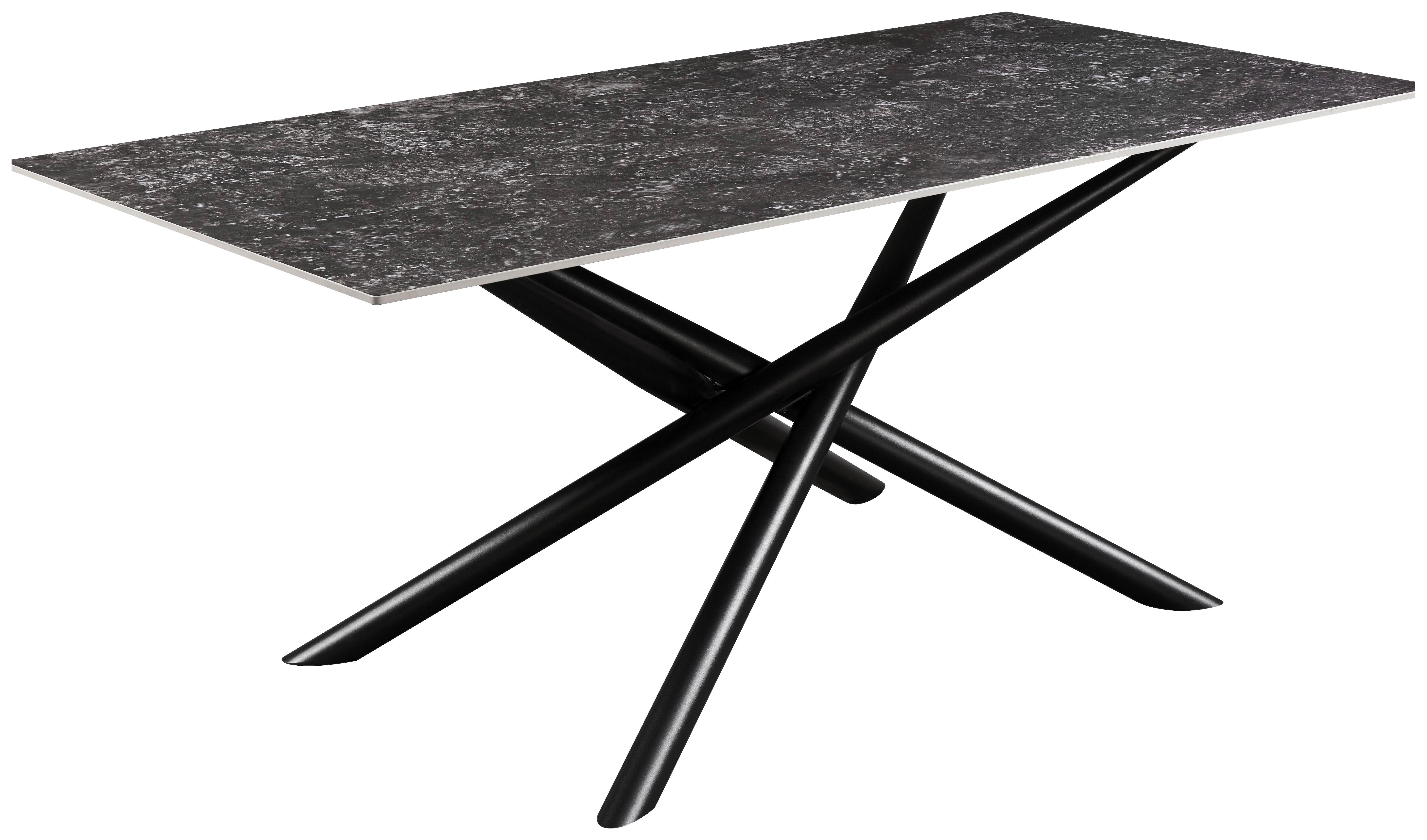 Esstisch David Grau - Schwarz/Grau, Modern, Keramik/Metall (180/76/90cm) - Mömax