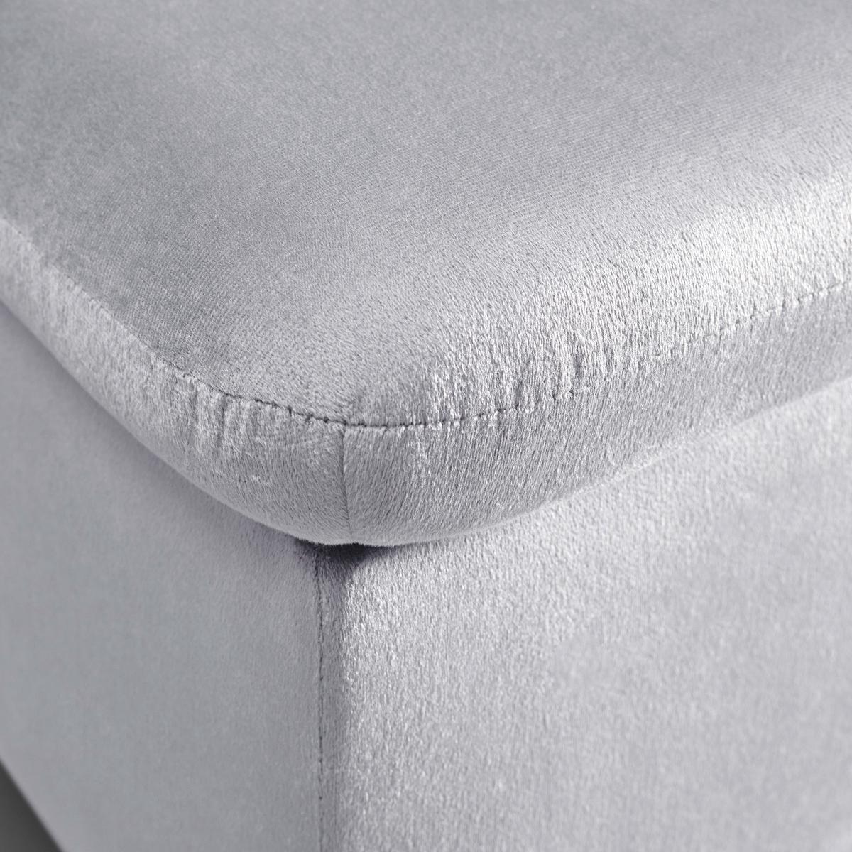 Hockerbank Jessy Hellgrau Samt Gepolstert mit Stauraum - Buchefarben/Hellgrau, MODERN, Holz/Textil (150/50/55cm) - Bessagi Home