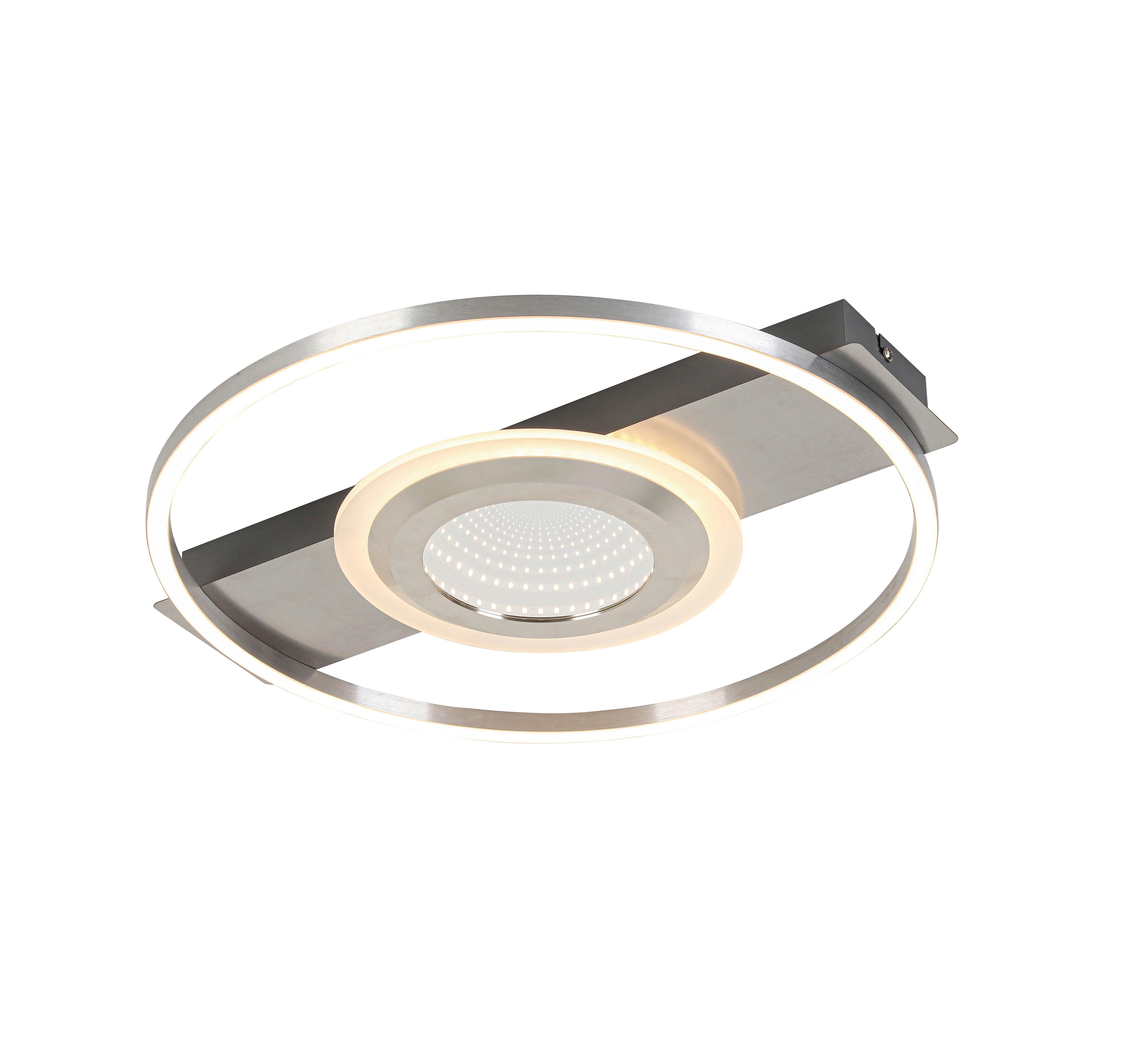 LAMPA SUFITOWA LED SANDRA - szary/kolor niklowy, Trend, tworzywo sztuczne/metal (42/40/6cm) - Novel