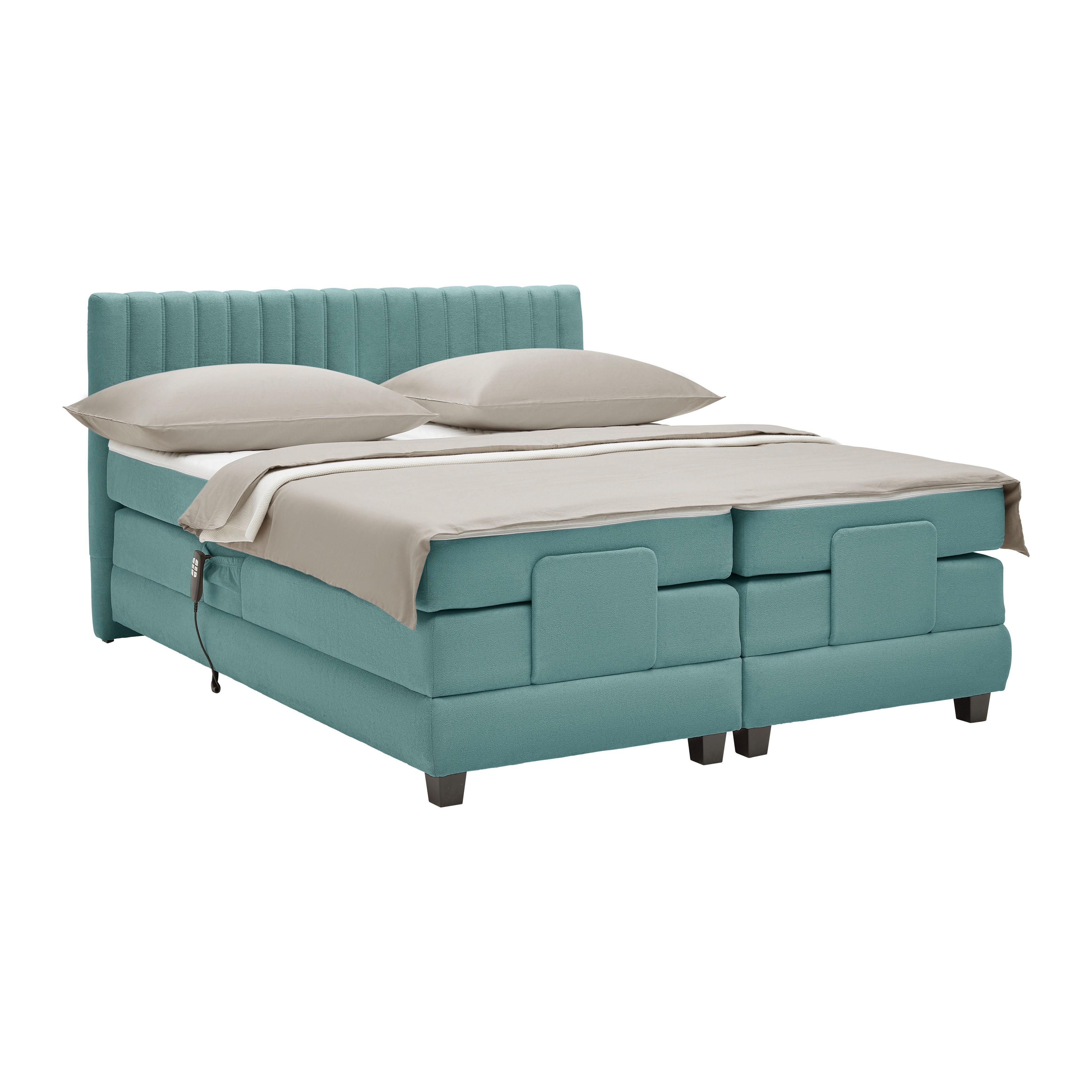 Boxspringbett Dixon Türkis ca. 180x200cm - Türkis/Schwarz, KONVENTIONELL, Holz/Holzwerkstoff (180/200cm) - Premium Living