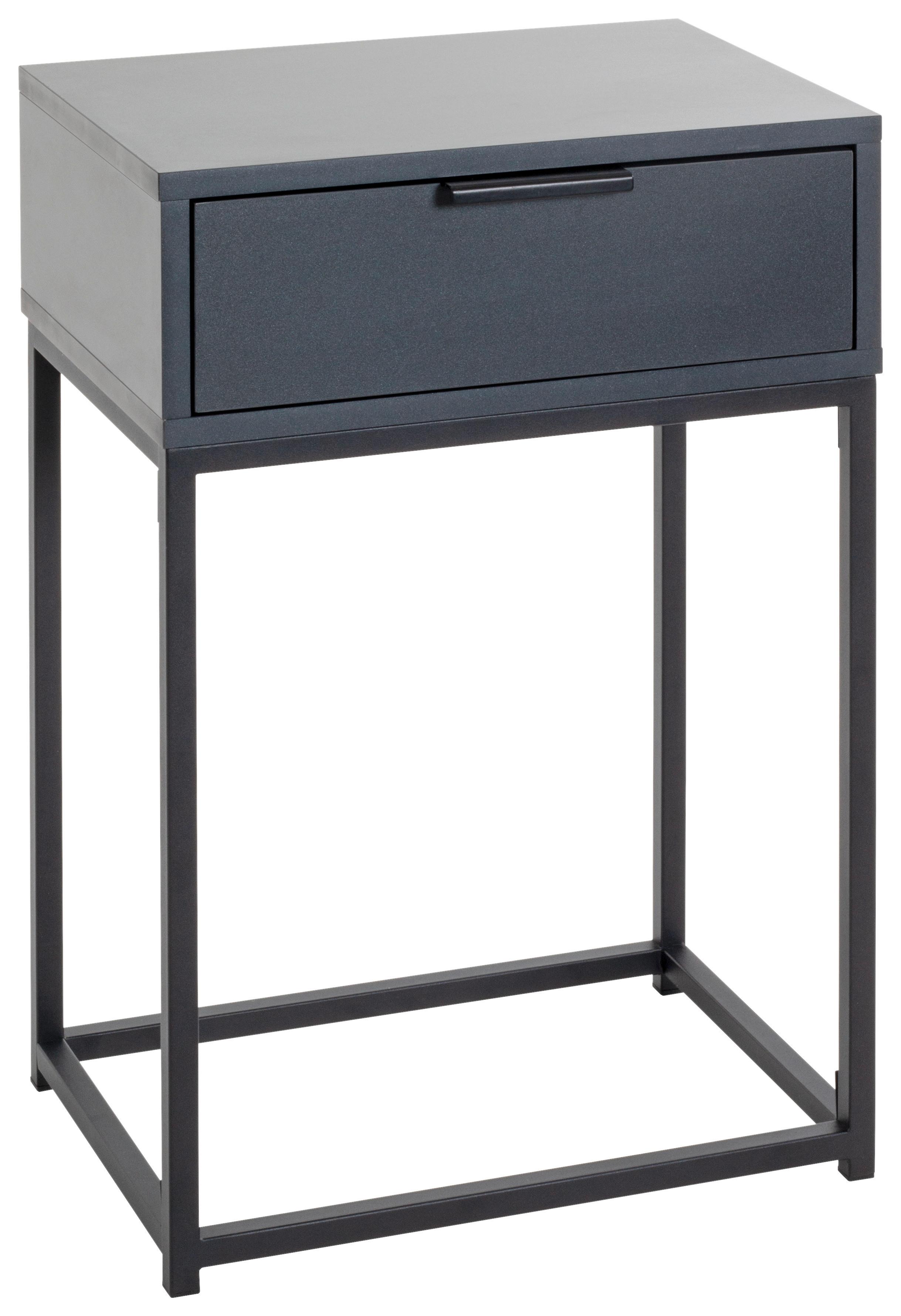 Nachtkästchen Ilva Anthrazit/Schwarz - Anthrazit/Schwarz, KONVENTIONELL, Holzwerkstoff/Metall (40/60/28cm) - Mömax
