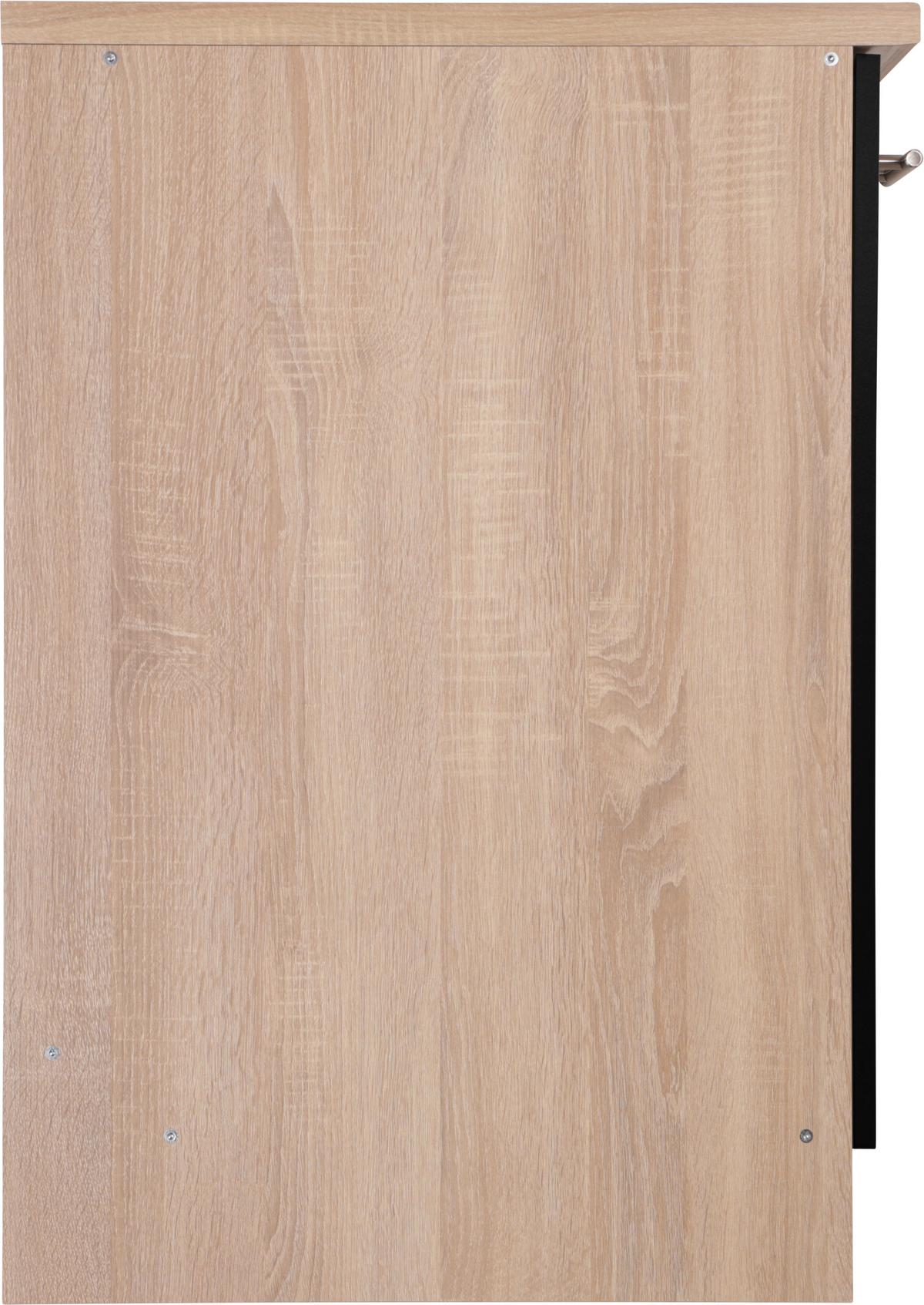 Spodnja Omarica Za Korito Merle, Barva Hrasta, Črna - srebrne barve/črna, Basics, kovina/leseni material (50/84,8/60cm) - Respekta