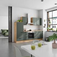 Küchenblock Easytouch m. Geräten Dunkelgrün - Dunkelgrün/Eichefarben, MODERN, Holzwerkstoff/Metall (270cm) - Nobilia