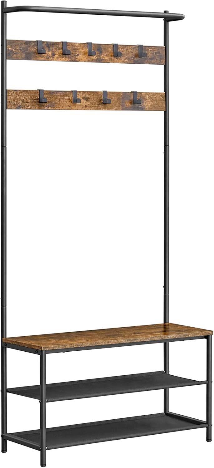 GARDEROBE HALL TREE - Schwarz/Braun, MODERN, Holzwerkstoff/Metall (84/180/32,2cm) - MID.YOU