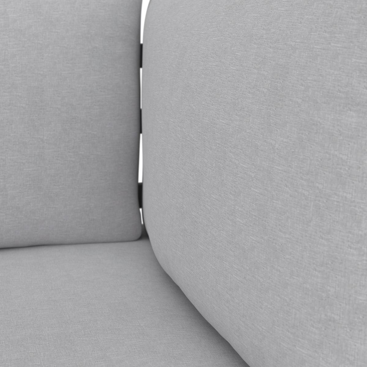 Loungegarnitur Valentina Hellgrau Metall/Textil/Glas - Hellgrau/Schwarz, Modern, Glas/Textil (90/65/74cm) - Bessagi Garden