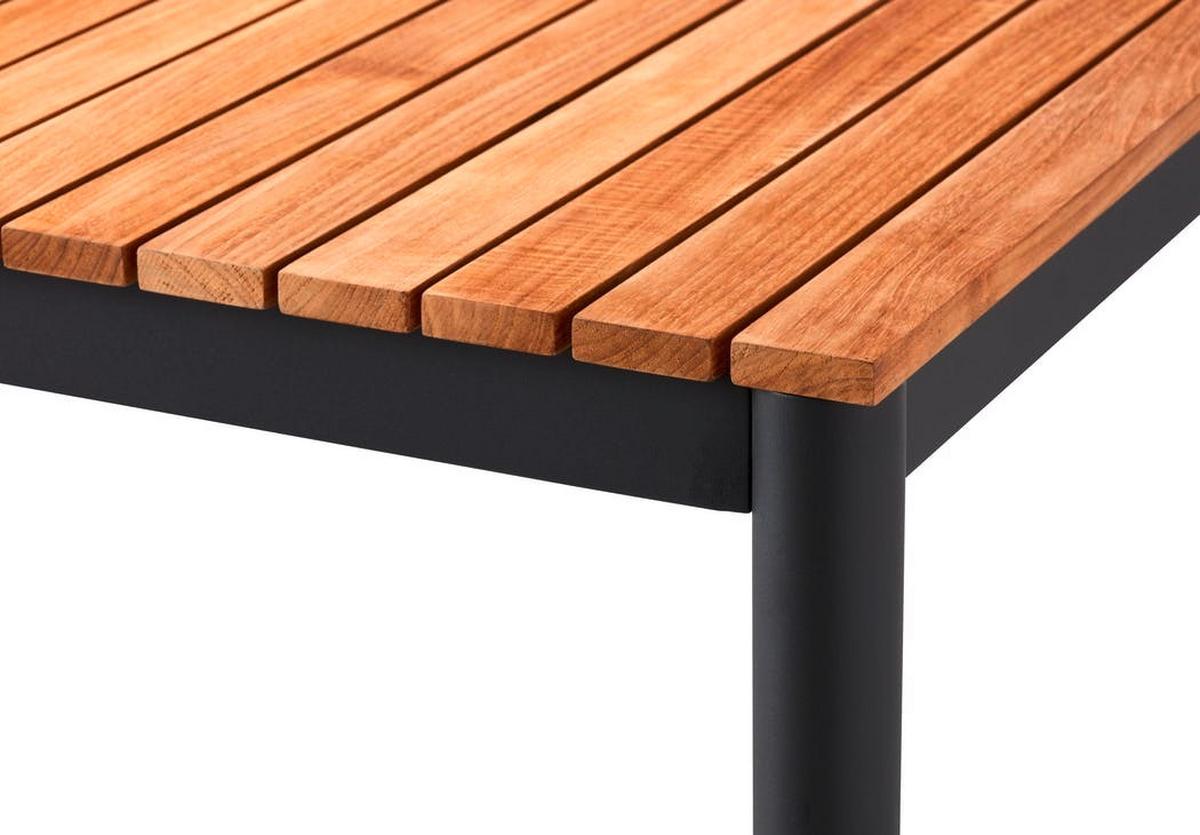 Gartentischgruppe Mood 7-tlg. Anthrazit/Teak - Anthrazit/Schwarz, Natur, Holz/Kunststoff (209/84/150cm) - Gardenson