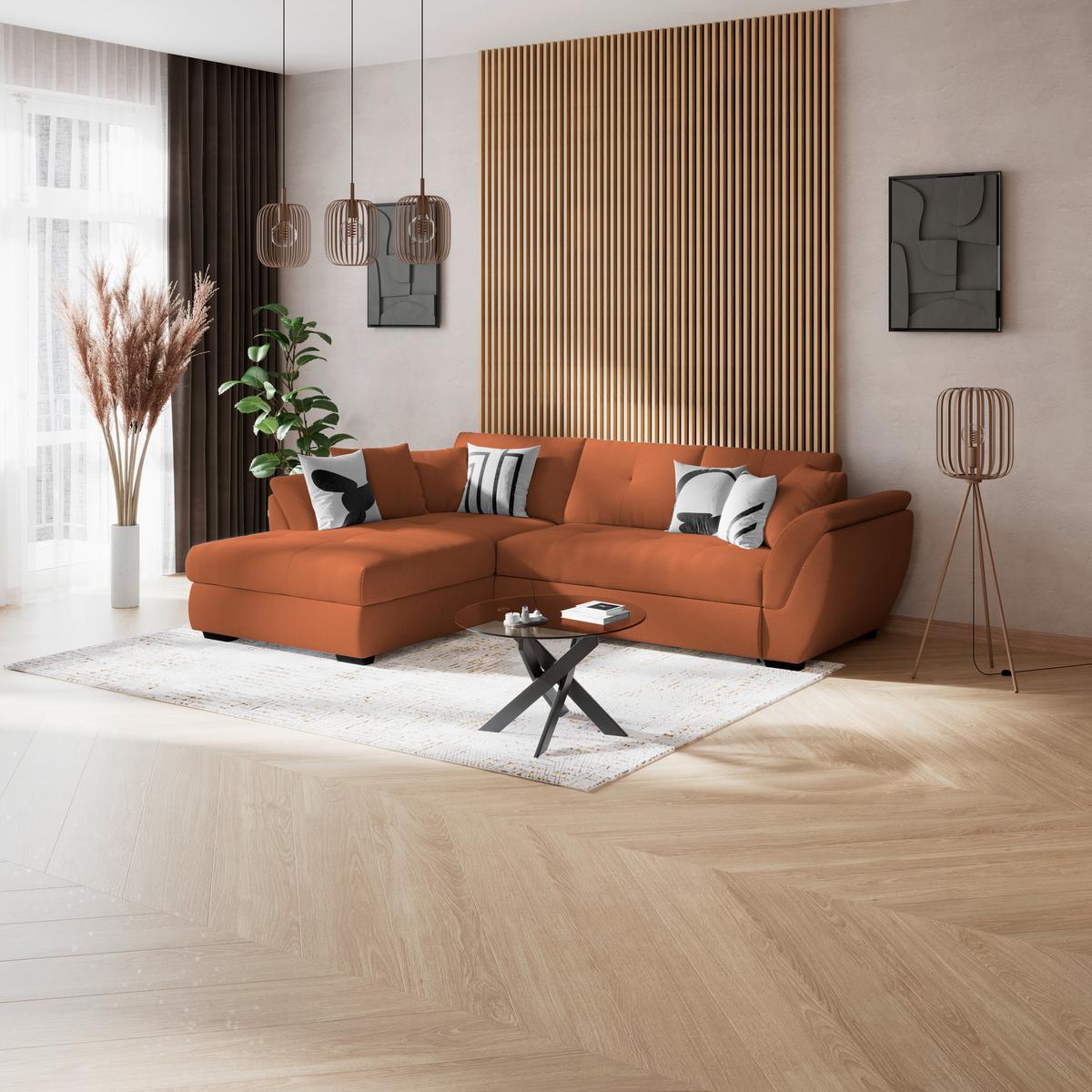 Kutna Garnitura Berisso - crna/terakota, Konvencionalno, tekstil/plastika (187/278cm) - Ondega