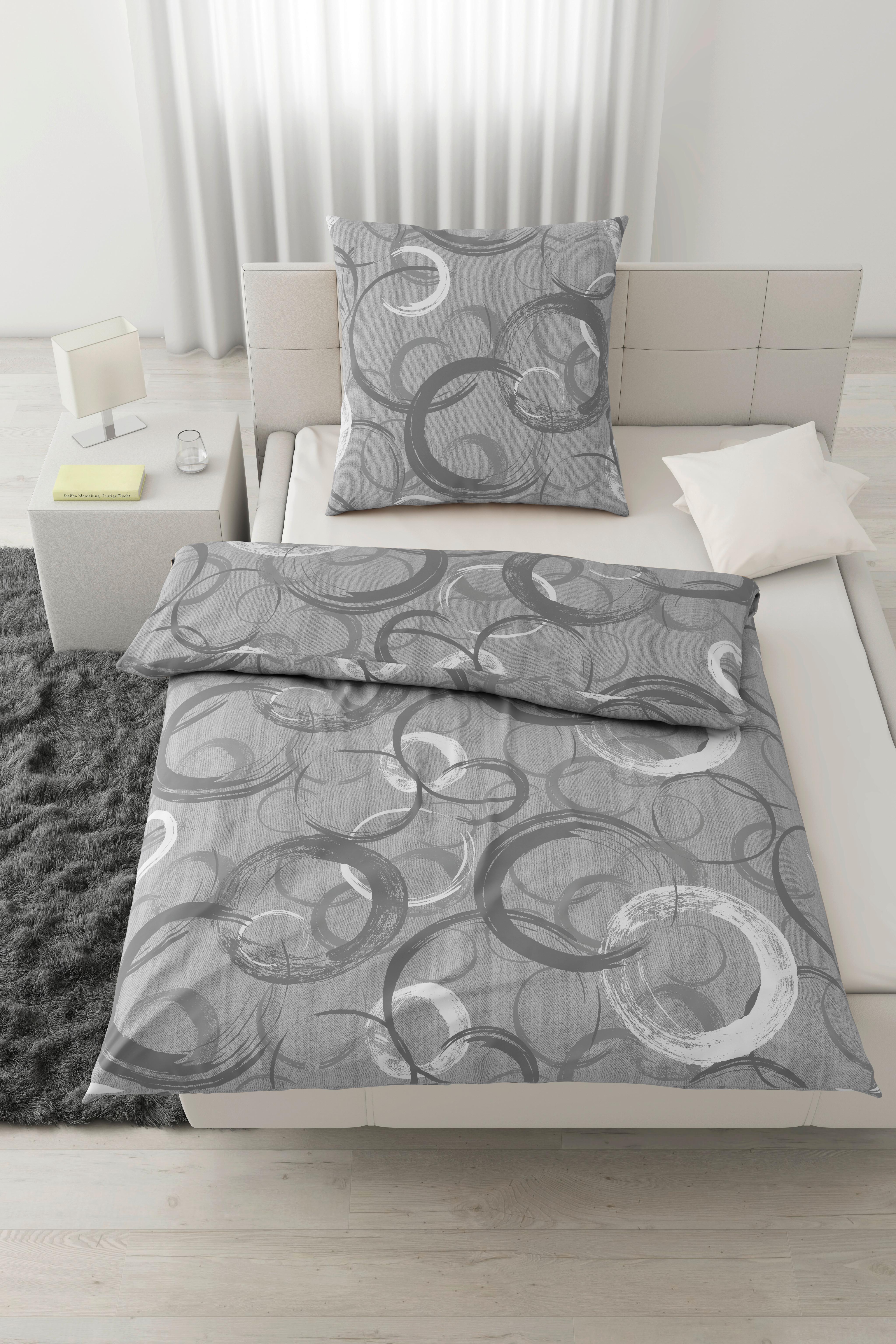 Bettwäsche New Circles Grau ca. 135x200cm - Grau, Textil (135/200cm) - Modern Living