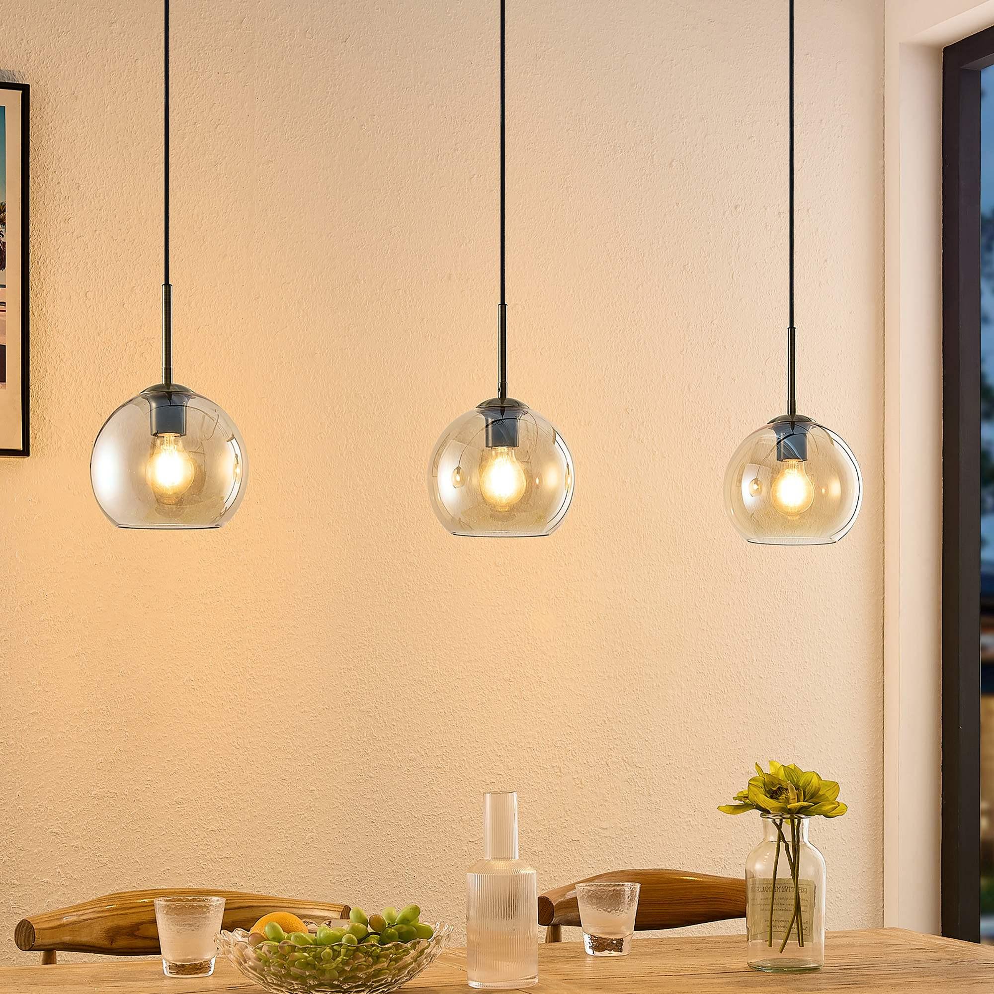 LAMPA WISZĄCA LEONIE *SBN* - kolor bursztynowy, Basics, metal/szkło (110/20/150cm) - Novel