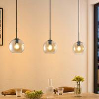 LAMPA WISZĄCA LEONIE *SBN* - kolor bursztynowy, Basics, metal/szkło (110/20/150cm) - Novel