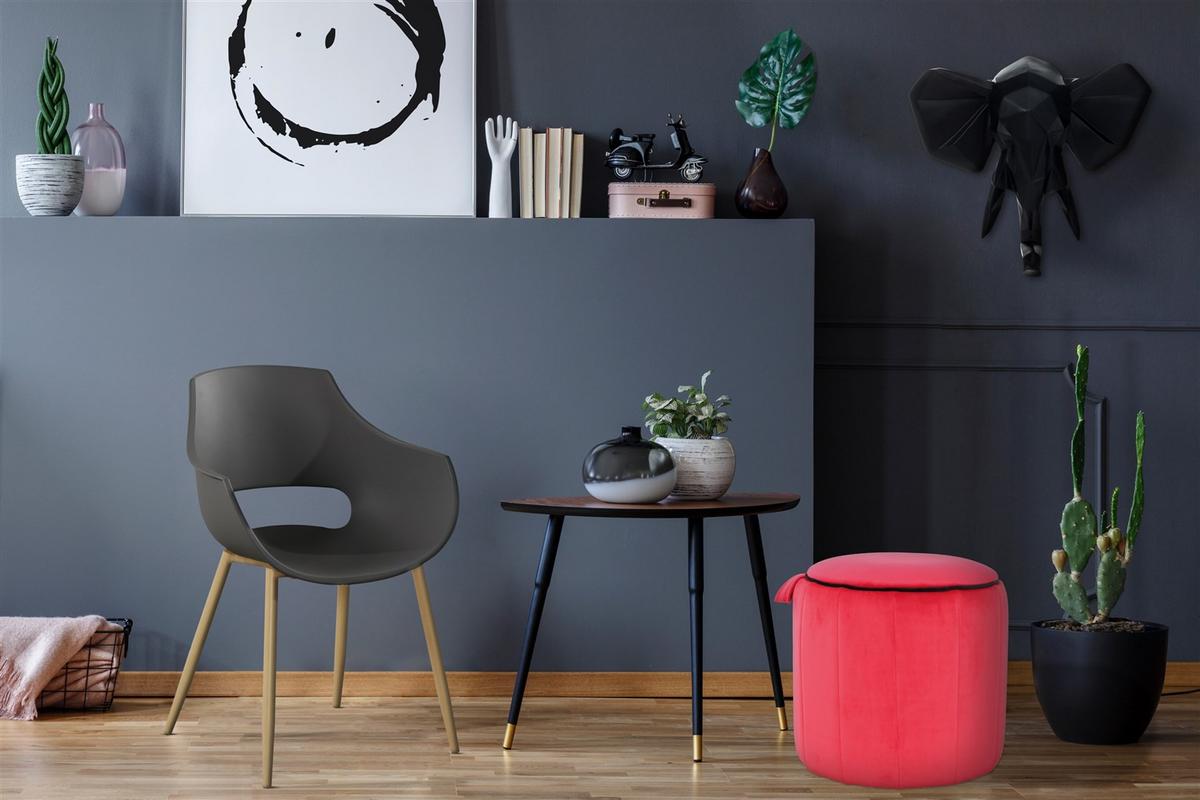 Hocker Reese 100 - Rot, Design, Textil (43/42/43cm) - Kayoom