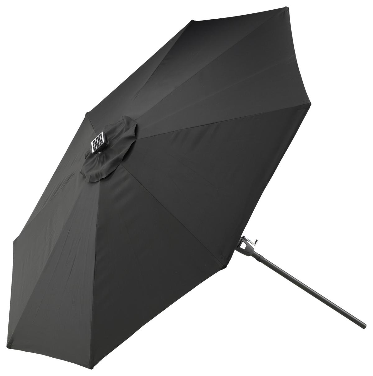 Sonnenschirm Sabal m. LED ca. 270x241 cm Schwarz Solar - Schwarz, KONVENTIONELL (270/241/270cm) - Gardenson