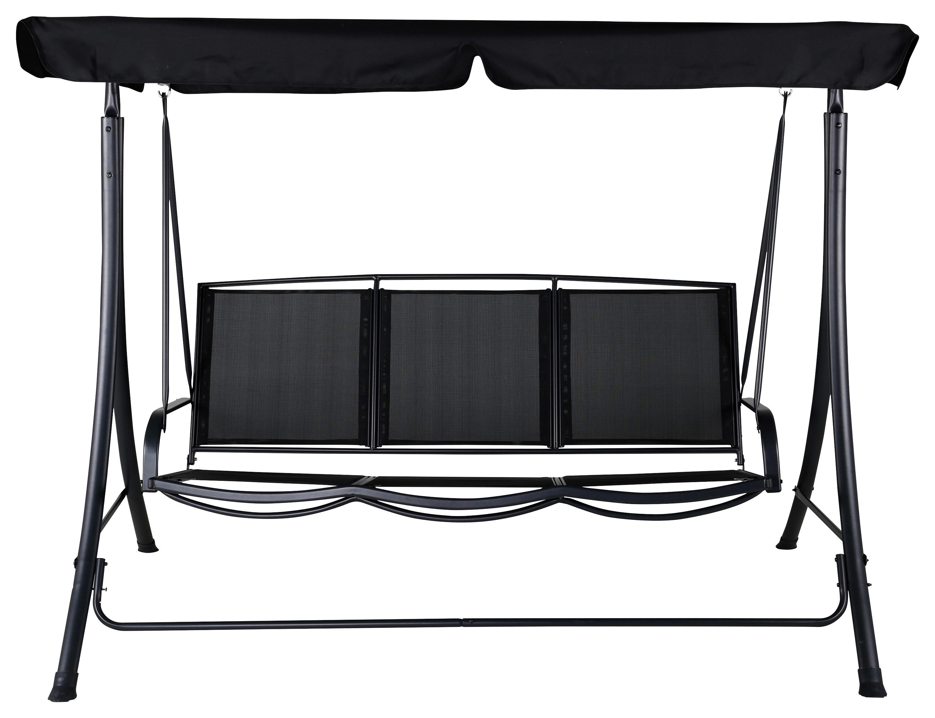 HOLLYWOODSCHAUKEL MADRAS - Schwarz, KONVENTIONELL, Textil/Metall (203/160/122cm) - Gardenson