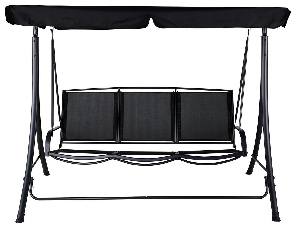 HOLLYWOODSCHAUKEL MADRAS - Schwarz, KONVENTIONELL, Textil/Metall (203/160/122cm) - Gardenson