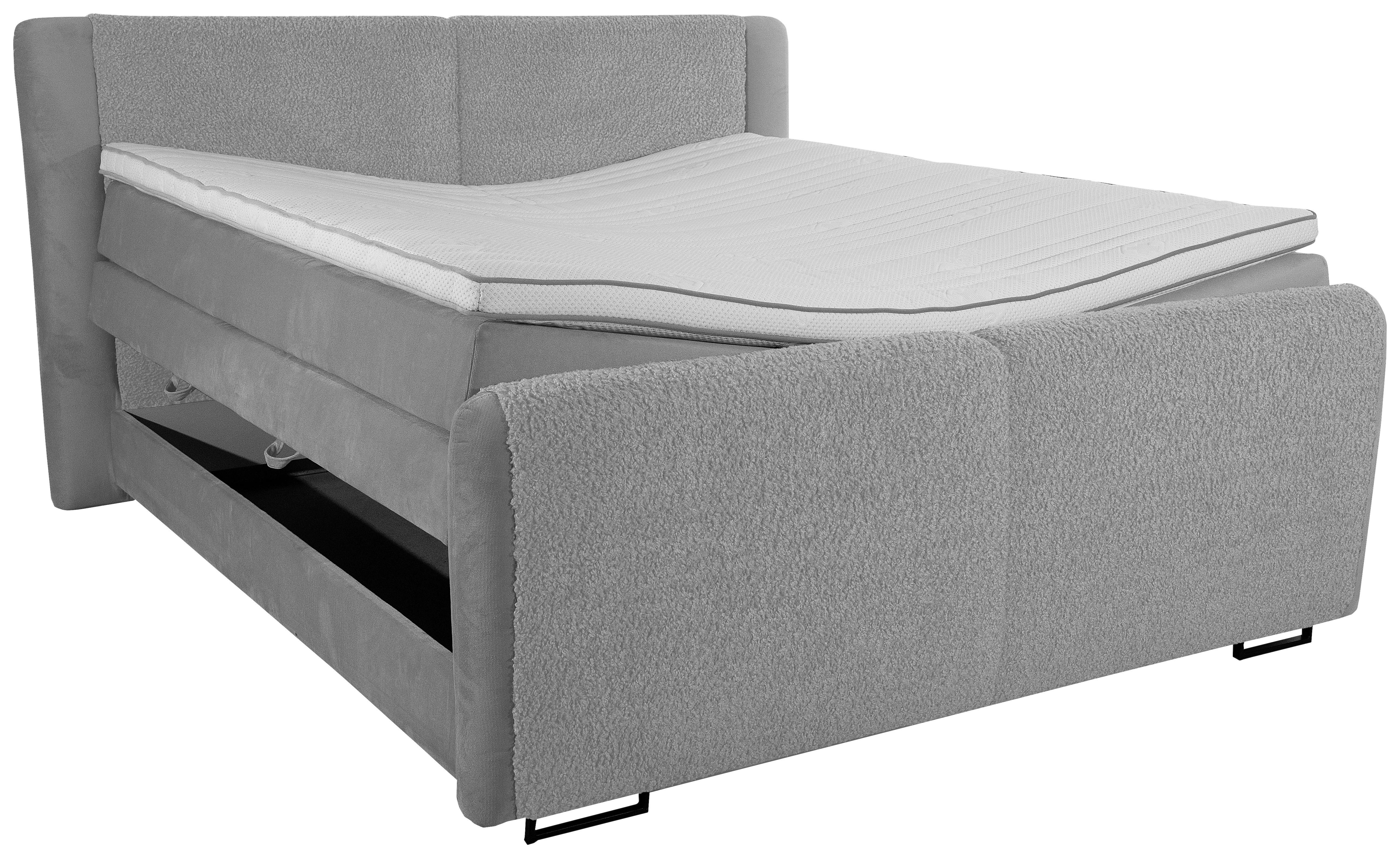Boxspringbett Rona ca. 180x200 cm Grau - Schwarz/Grau, MODERN, Textil/Metall (180/200cm) - MID.YOU