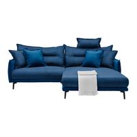 Ecksofa Nuovo Dunkelblau - Schwarz/Dunkelblau, MODERN, Textil/Metall (245/190cm) - Mömax