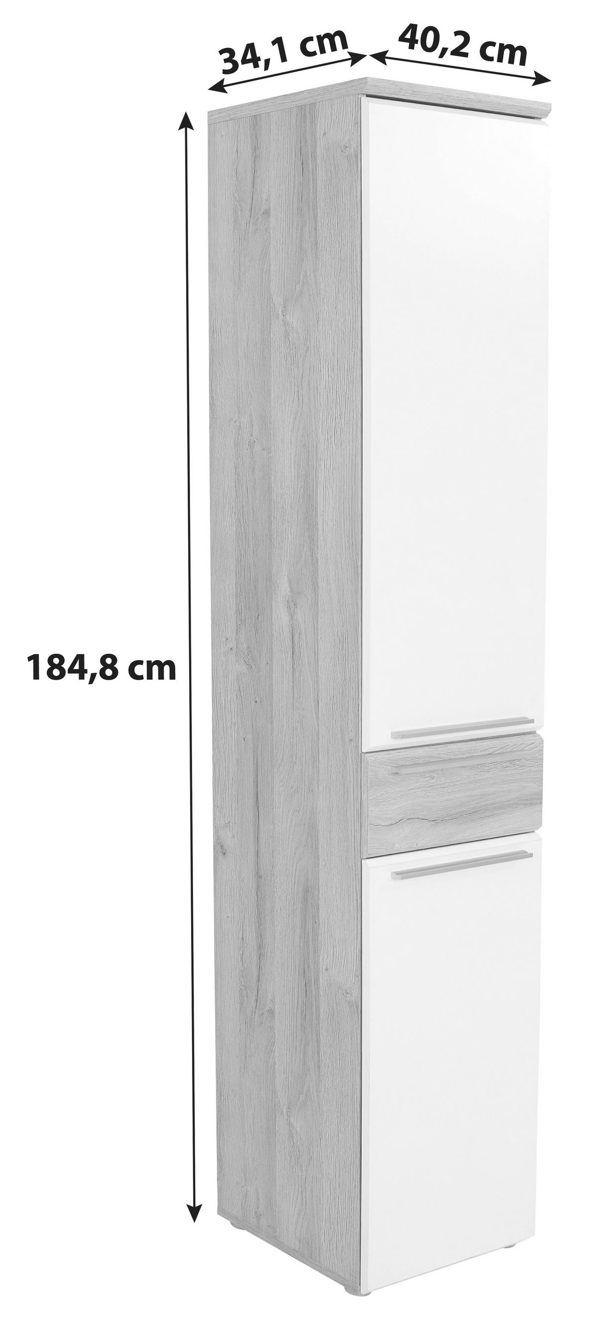 Visoka Omara Mindi, Bela, Hrast - barve hrasta/bela, Konvencionalno, kovina/umetna masa (40,2/184,8/34,1cm) - Mömax