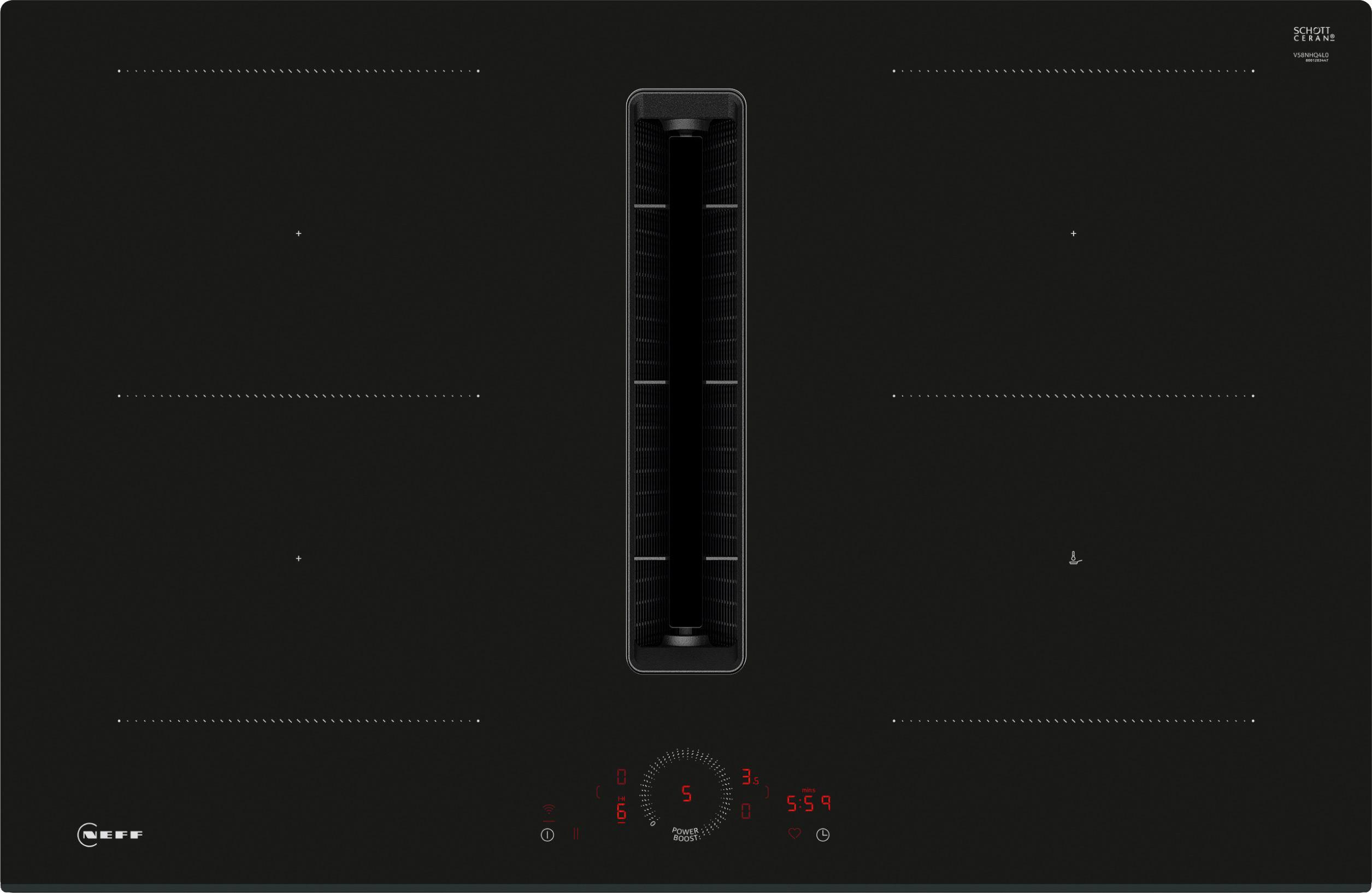 Kochfeld-Dunstabzug-Kombi V58FHQ4L0 - Schwarz, MODERN, Glas (80,2/22,3/52,2cm) - Neff