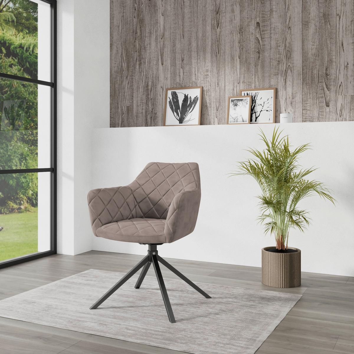 Stol Patti, Bež, Vrtljiv - črna/bež, Konvencionalno, kovina/tekstil (58/81/54cm)