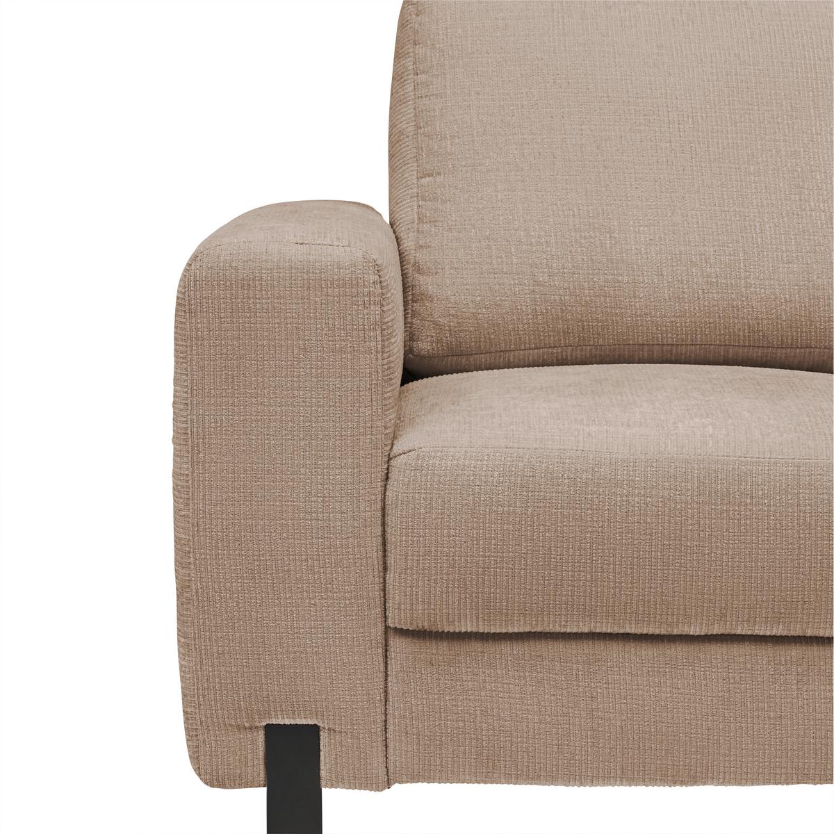 3-Sitzer-Sofa Piega Cappuccino - Schwarz/Cappuccino, MODERN, Textil/Metall (230/66-87/96cm) - Mömax
