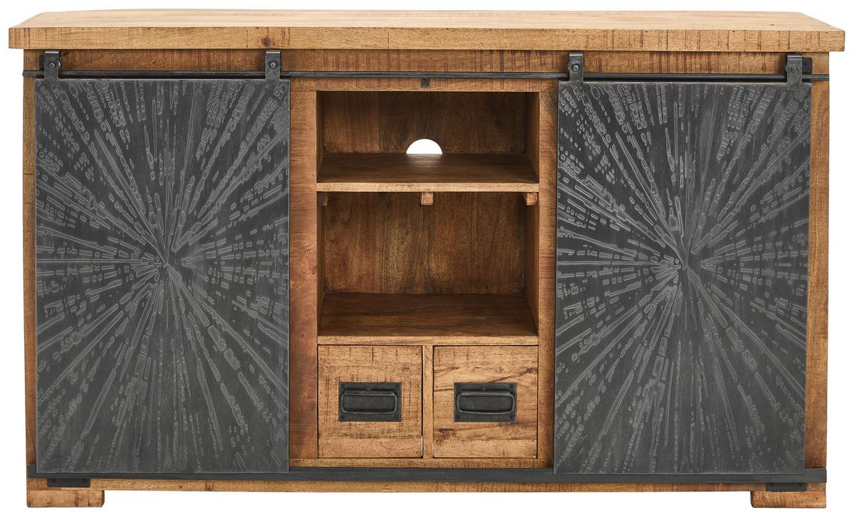 KOMODA SZEROKA BARAKO - kolor naturalny/czarny, Design, metal/drewno (145/85/40cm) - Ambia Home