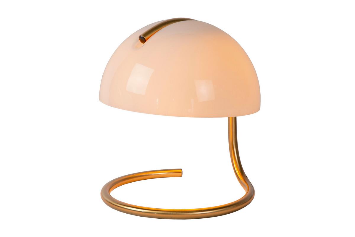 LAMPA STOŁOWA 46516/01/31 CATO - kolor mosiężny/biały, Design, metal/szkło (23.5/23.5/25cm) - Lucide