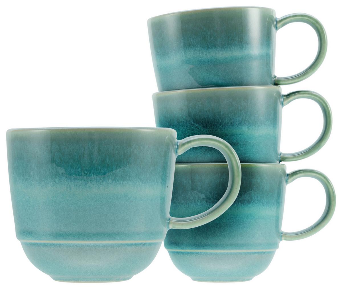 Set Skodelic Yuki Uno, 4-Delni - modra/zelena, Basics, keramika (370ml) - Creatable