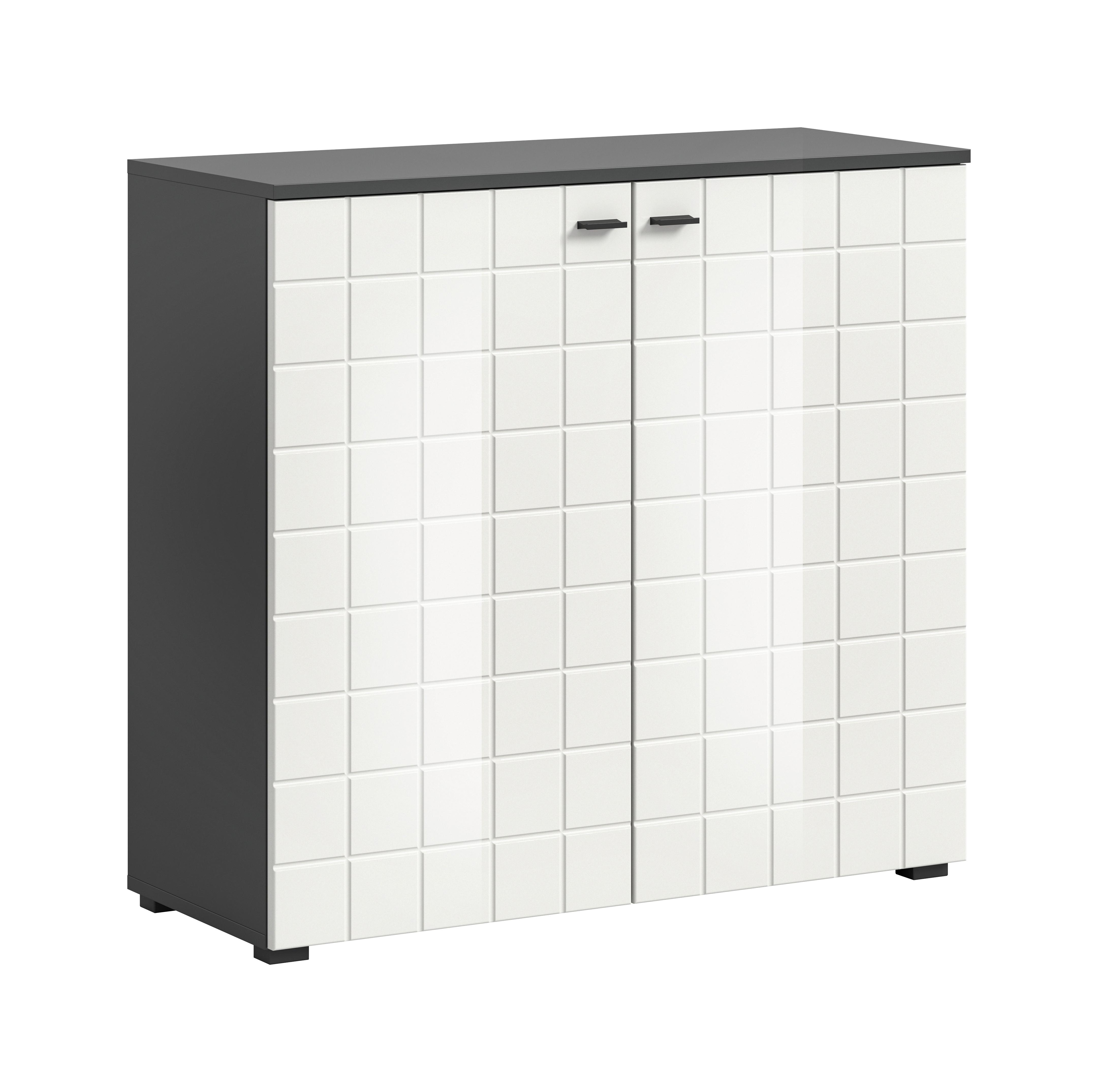 Komoda Monte, Bela, Antracit - črna/bela, Design, umetna masa/leseni material (92/87/37cm) - MID.YOU