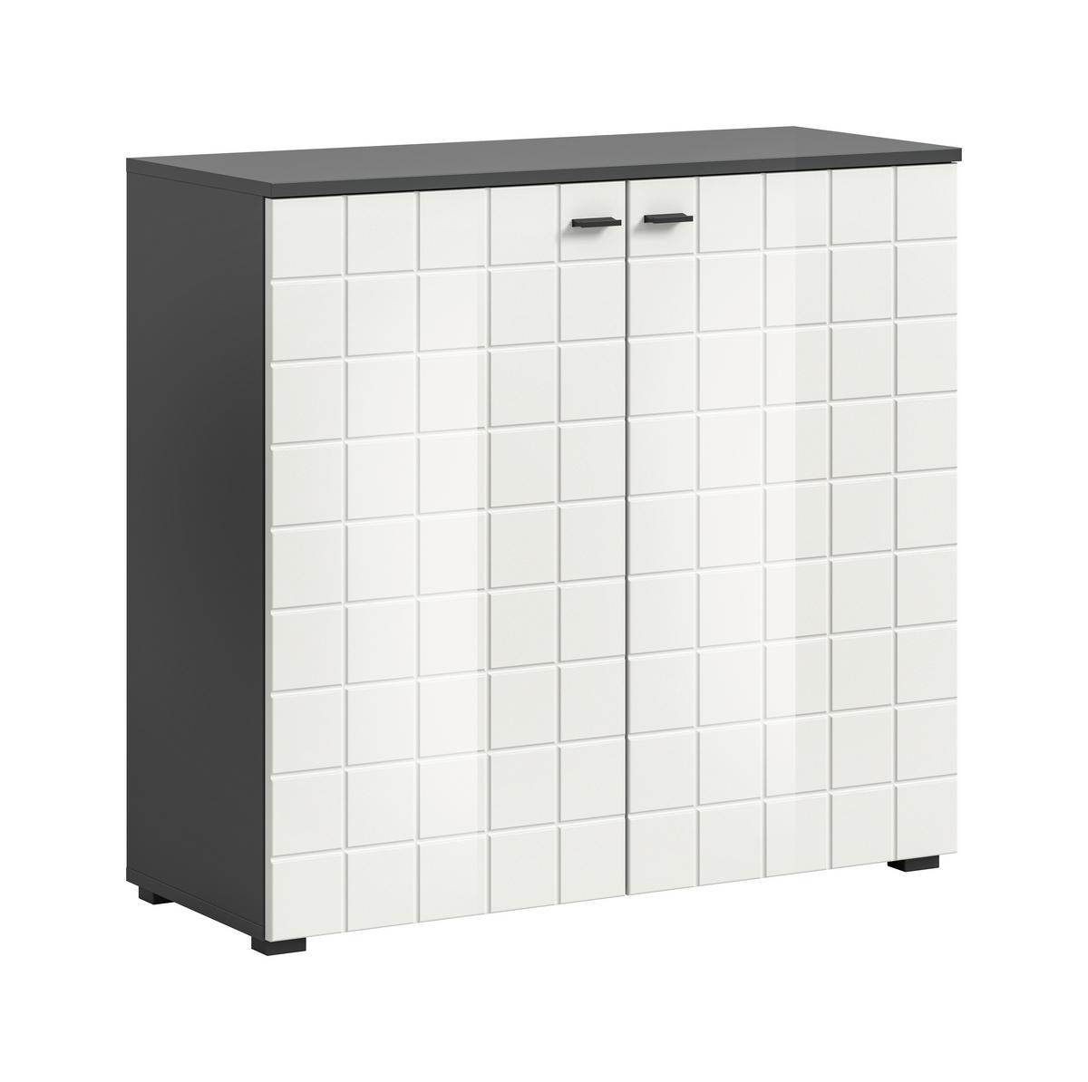 Komoda Monte, Bela, Antracit - črna/bela, Design, umetna masa/leseni material (92/87/37cm) - MID.YOU