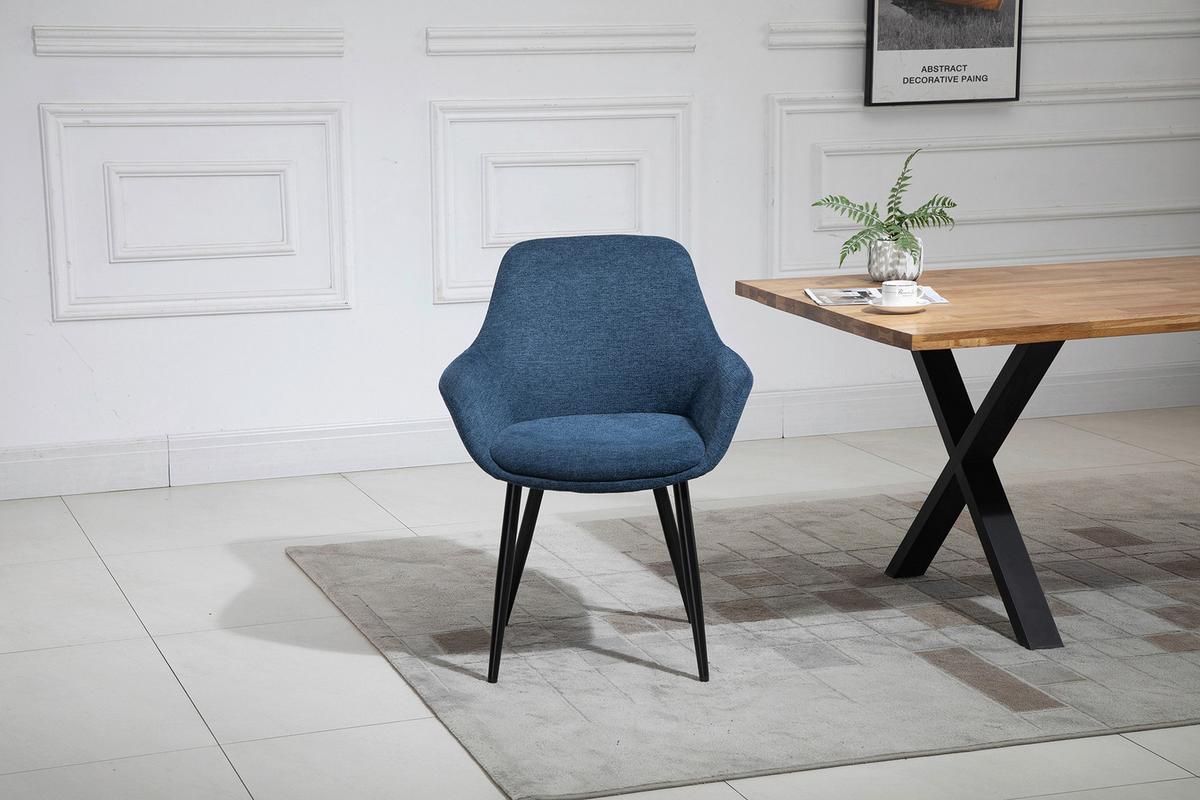 Set Naslanjačev Lena, Temno Modra, 2-Delni - črna/temno modra, Moderno, kovina/tekstil (64/86/59cm) - Livetastic