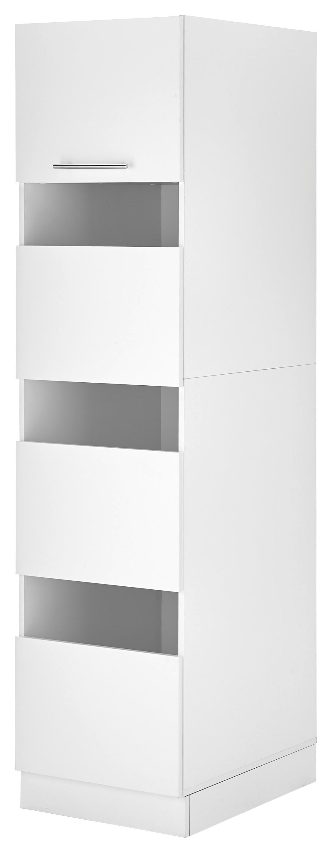 Wäscheschrank Clara Weiß B/H: ca. 50x200 cm - Edelstahlfarben/Weiß, KONVENTIONELL, Holzwerkstoff/Metall (50/200/67,6cm) - Respekta