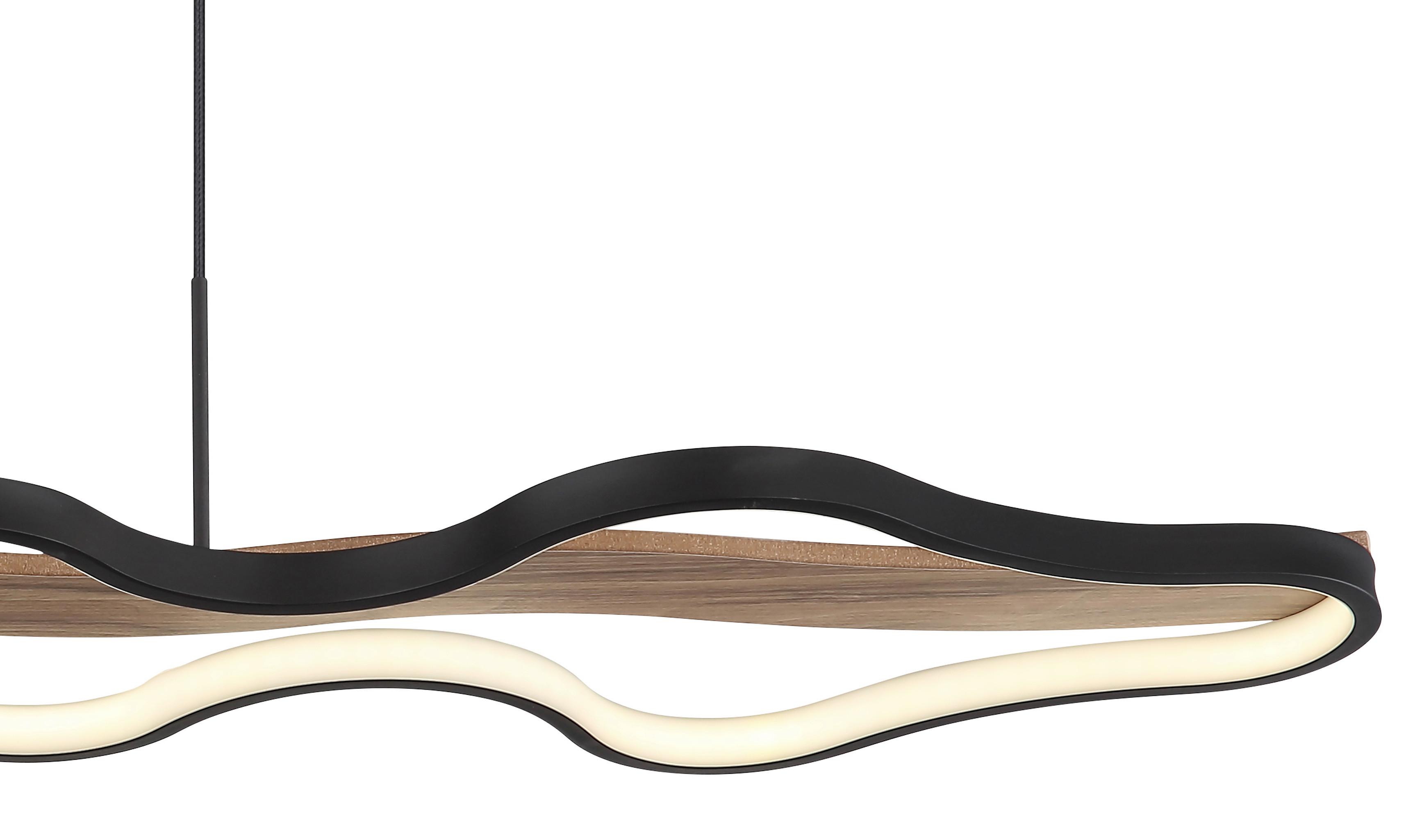 LED-Hängeleuchte Bezzy Opal/Schwarz/Braun max. 36 W - Dunkelbraun/Opal, Design, Holz/Kunststoff (112/25,5/150cm) - Globo