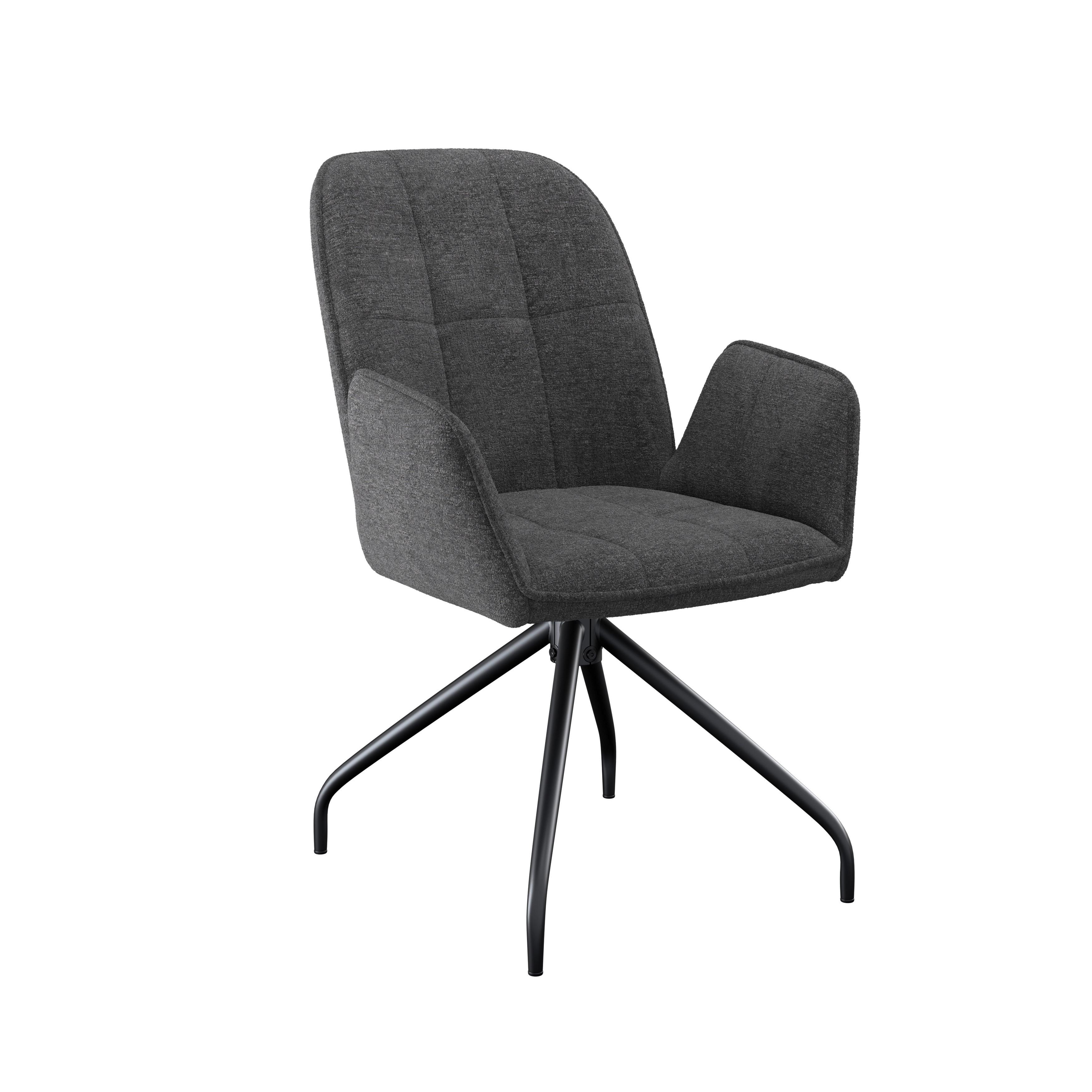 Naslanjač Fria, Temno Siva, Vrtljiv - temno siva/črna, Konvencionalno, kovina/tekstil (59/86/62cm)