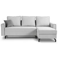 Ecksofa Marti Hellgrau mit Schlaffunktion - Hellgrau/Schwarz, Basics, Holz/Textil (230/148cm) - MID.YOU