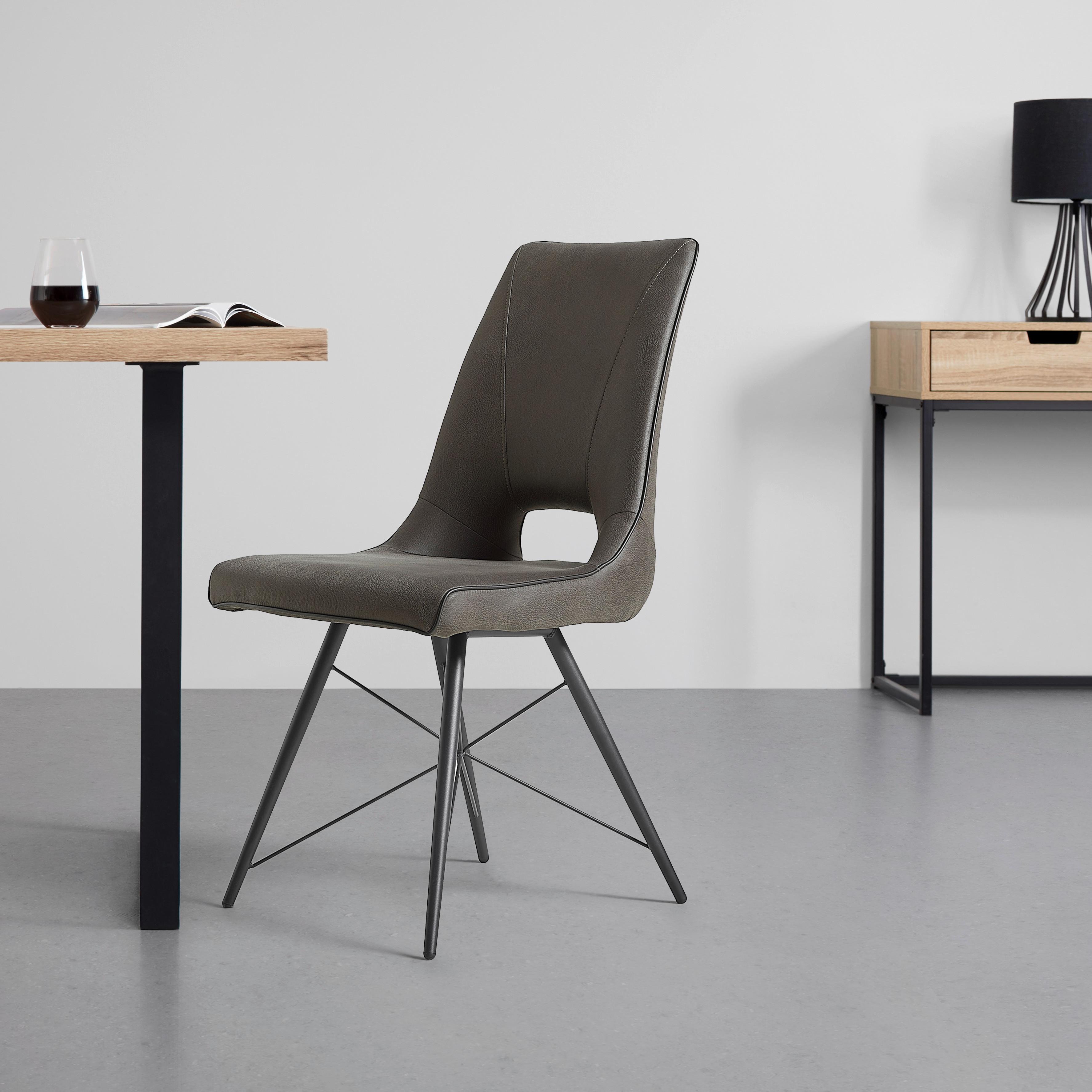 STOL CELINA -TOP- - grå/svart, Modern, metall/trä (47/91.5/62cm) - Mömax