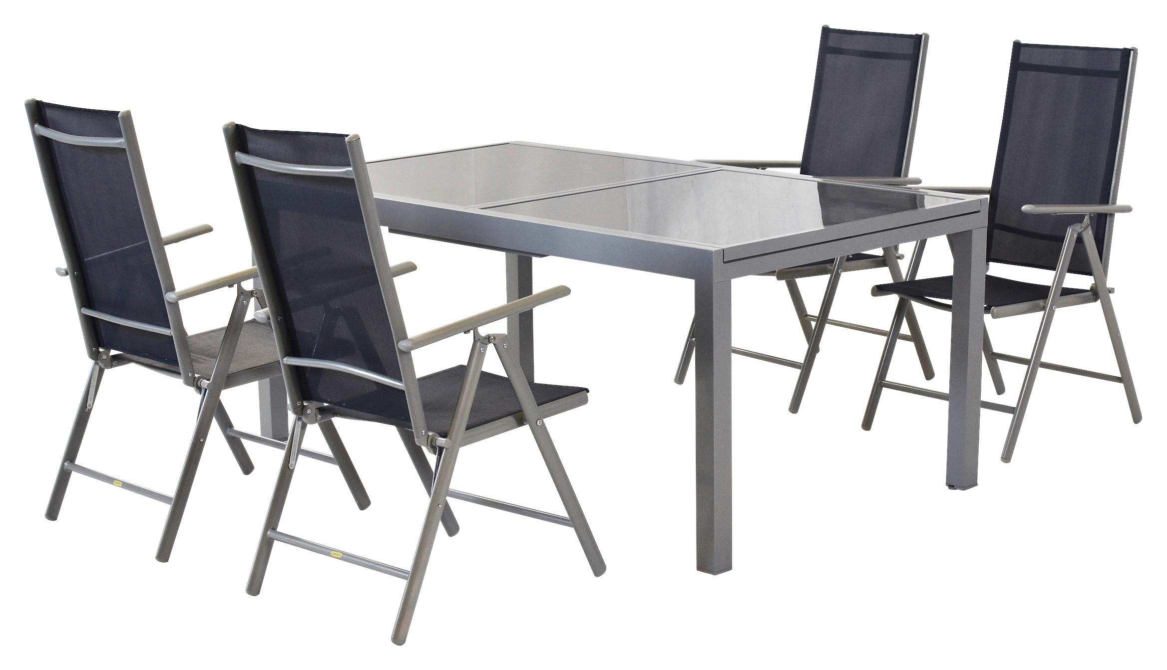 GARTENSET AMALFI - Blau/Silberfarben, MODERN, Textil/Metall - Gardenson